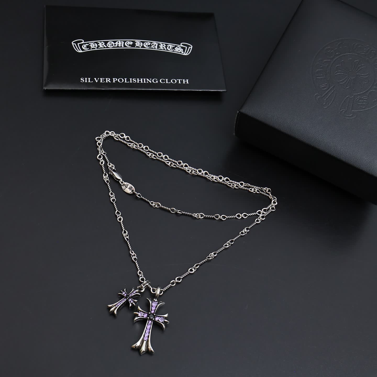 Chrome Hearts Silver and Gold Cross Pendant Necklace